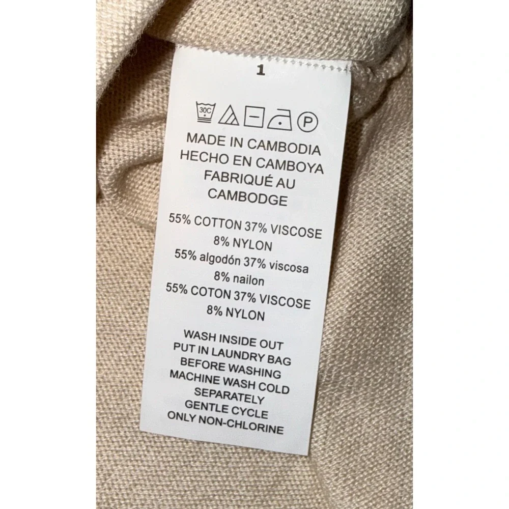 Michael Kors Knit Top Women's Size  M Cream  High-Low Hem Long Sleeve Sweater
